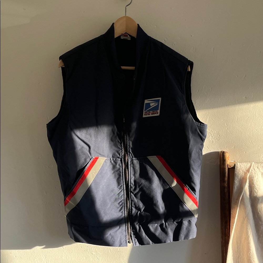 Postal Service Navy Vest with Red and Gray Accents